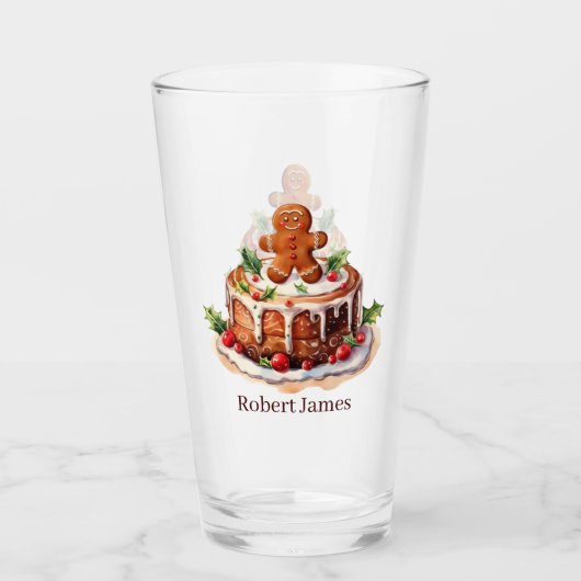 水色ジンジャーブレッドケーキの名前を追加 タンブラーグラス (正面)