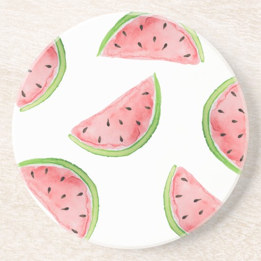 水色スイカのスライス コースター (正面)