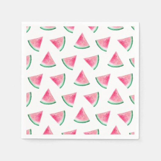 水色スイカ。子供のパターン。ピンクベリー スタンダードカクテルナプキン (正面)