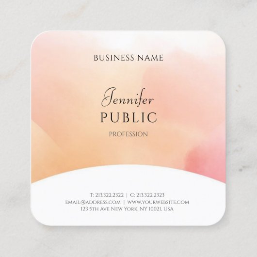 水色スクリプモダントエレガントトレンディーテンプレート スクエア名刺 (裏面)