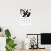 水色スクンクツキシードボウタイ2025ウォールカレンダー ポスター (ホームオフィス)