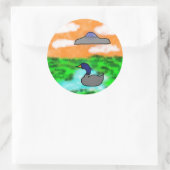 水色スケッチのガチョウの地球外的な瞬間 ラウンドシール (バッグ)