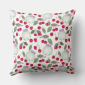水色スケッチ赤さくらんぼさくらんぼジャムjar wh クッション (裏面)