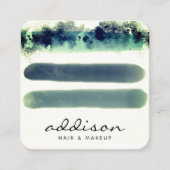 水色スタイリッシュストロークの署名 スクエア名刺 (正面)