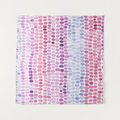 水色ストライプの：ピンク色の灰色ポルカ タペストリー (正面(横))