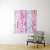 水色ストライプの：ピンク色の灰色ポルカ タペストリー (インサイチュ(横))