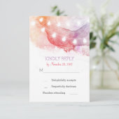 水色ストリングライトRSVPカード 出欠カード (スタンド正面)