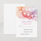 水色ストリングライトRSVPカード 出欠カード (正面/裏面)