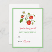 水色ストロベリーハッピーヴァレンティーンズデイミニ ノートカード (正面/裏面)