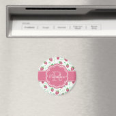 水色ストロベリーパターン(モノグラム) マグネット (インサイチュ (食洗機))