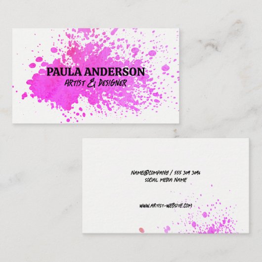 水色スパッタ |芸術的 | 名刺 (正面/裏面)