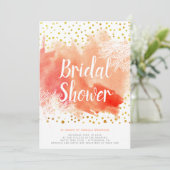 水色スプラッシュコーラルリーフ結婚のブライダルシャワー 招待状 (スタンド正面)