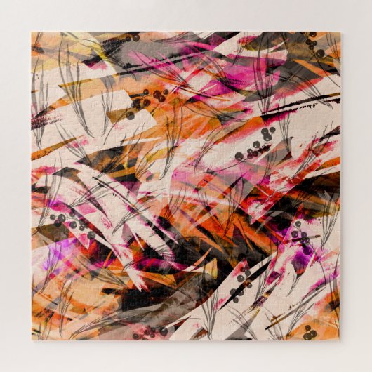 水色スプラッシュ、ヴィンテージ抽象芸術背景。 ジグソーパズル (横)