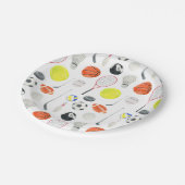 水色スポーツ数々のパターンボールサッカーテニス ペーパープレート (アングル)