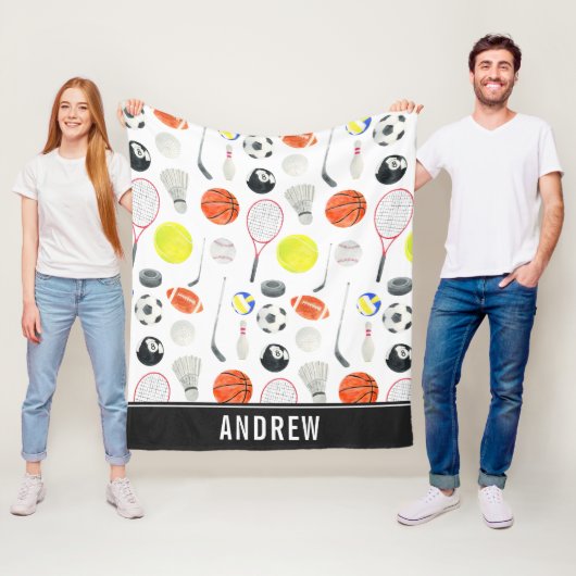 水色スポ数々のートパターンボールキッドボーイネーム フリースブランケット (インサイチュ)