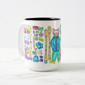 水色ス図解入りの、写真付きのキーピカギアスプレッド ツートーンマグカップ (正面左)