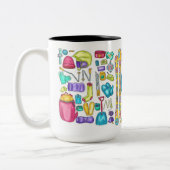 水色ス図解入りの、写真付きのキーピカギアスプレッド ツートーンマグカップ (左)