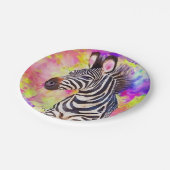 水色ゼブラ ペーパープレート (アングル)