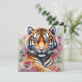 水色タイガーと花絵画フローラ 招待状 (スタンド正面)