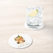 水色タイガーサファリベイビーシャワー ラウンドペーパーコースター (インサイチュ)