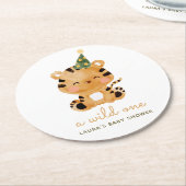 水色タイガーサファリベイビーシャワー ラウンドペーパーコースター (アングル)