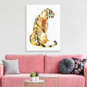 水色タイガーシッティング キャンバスプリント (インサイチュ (リビング))