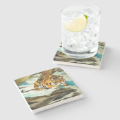 水色タイガー ストーンコースター (横)