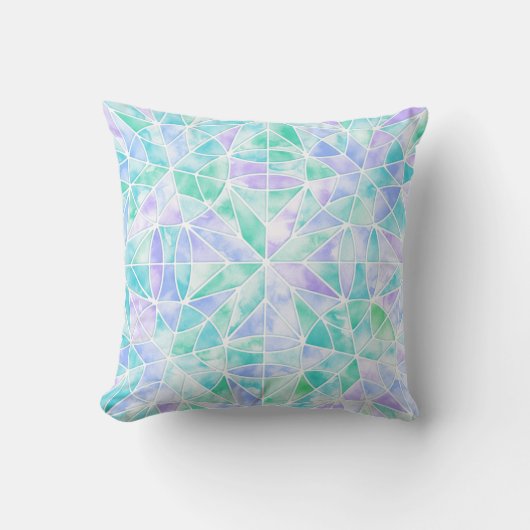 水色タイルパターン クッション (正面)