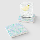 水色タイルパターン ストーンコースター (横)