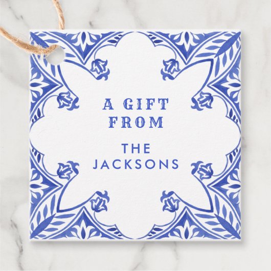 水色タイル（青と白） フェイバータグ (正面)