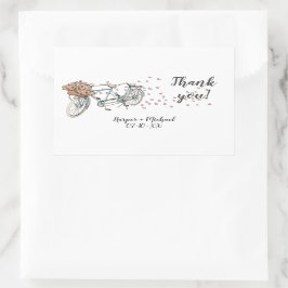 水色タンデム感謝してい自転車 長方形シール