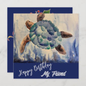 水色タートルノテカード サンキューカード (正面/裏面)