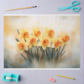 水色ダッフォジルイエローと緑のデコページ 薄葉紙 (クラフト)