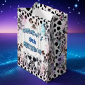 水色ダルマチアンパピーバースデーパーティー ミディアムペーパーバッグ