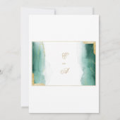 水色ダークグリーン白金ゴールド結婚グリッター 招待状 (裏面)