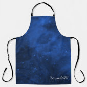 水色ダークネイビーブルーの趣味の画家あなたの名前 エプロン (正面)