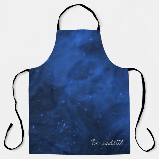 水色ダークネイビーブルーの趣味の画家あなたの名前 エプロン (正面)