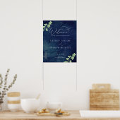 水色ダークブルー緑のリハーサルディナー ポスター (キッチン)