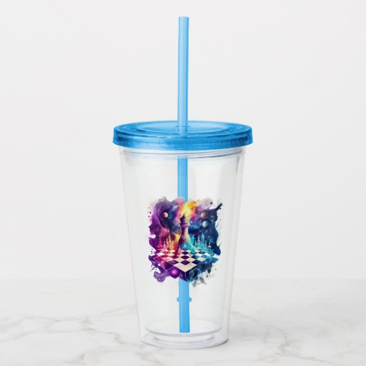 水色チェスピースボード アクリルタンブラー (正面)