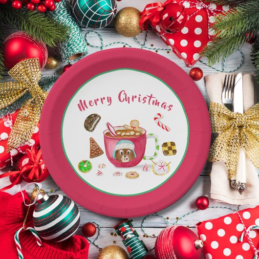 水色チョコレートジンジャーブレッドクッキーの休日 ペーパープレート