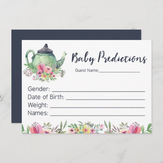 水色ティーポットベビー予測カード エンクロージャーカード (正面/裏面)