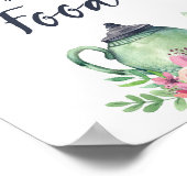 水色ティーポット楽しむいくつかの食品の看板 ポスター (角)