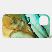 水色ティール(緑がかった色)金ゴールドグリッターiPhone / iPadケース Case-Mate iPhoneケース (裏面 (横))