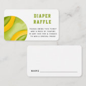 水色テニスボールおむつラッフルベビーシャワー エンクロージャーカード (正面/裏面)