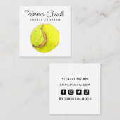 水色テニスボールでソーシャルメディアを可愛く スクエア名刺 (正面/裏面)