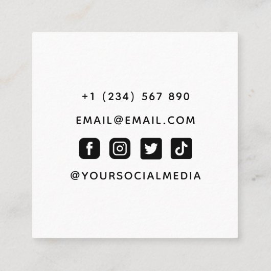 水色テニスボールでソーシャルメディアを可愛く スクエア名刺 (裏面)