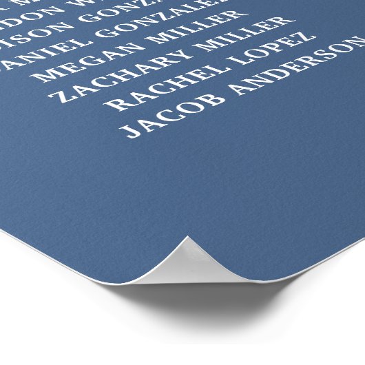 水色テーブルの青と白の座席表の記号 ポスター (角)