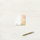 水色デイジーパーソナライズされた名 ポストイット (デスク上)