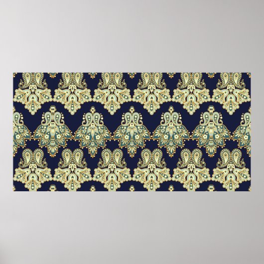 水色デジタル背景パターン質感 ポスター (正面)