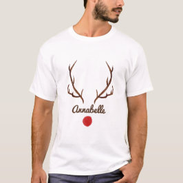 水色トナカイおもしろい〔雄ジカの〕枝角赤い鼻T-Shir Tシャツ